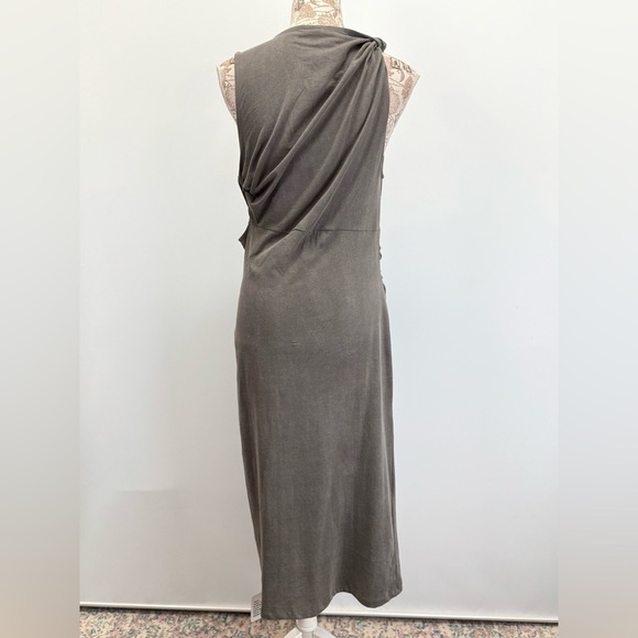Topshop Gray Asymmetrical cutout ruched midi Dress size M - Picture 11 of 15